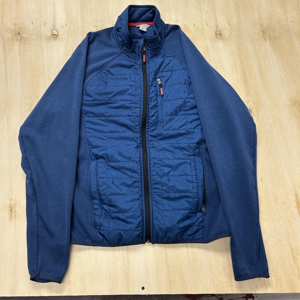 Orvis Jacket Mens Medium Blue Quilted Fleece Full Zip Lined Insulated Warm